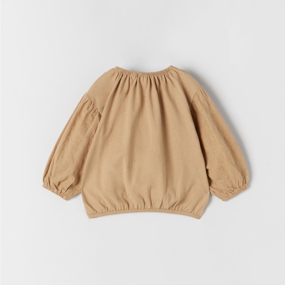 NWT Zara 3-4Y cotton oversized blouse with floral embroidery - Picture 2 of 3